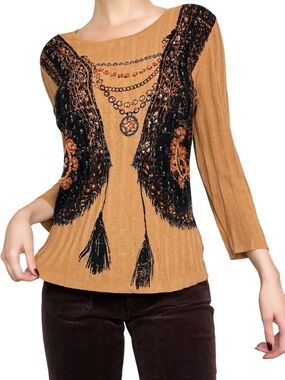 NWT Nygard Beaded Western Boho Top Size L